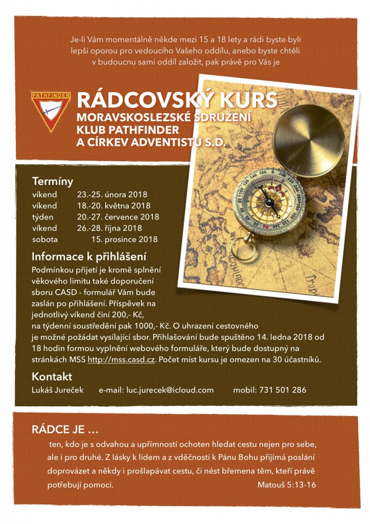 Rádcovský kurs 2018 pozvánka